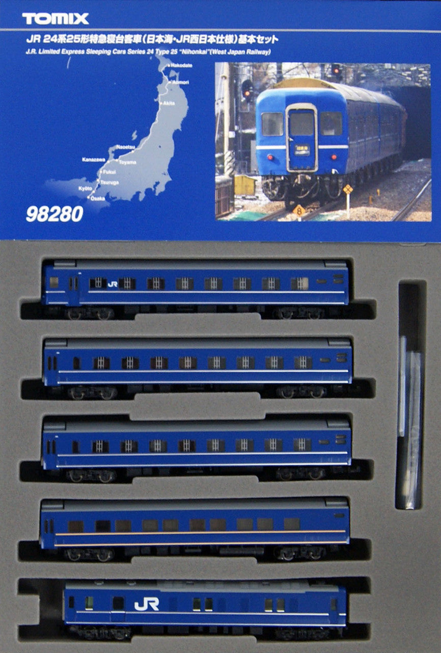 Tomix 98280 JR Limited Express Sleeping Train Series 24 Type 25 'Nihonkai' (West Japan Railway) 5 Cars Set (N Scale)