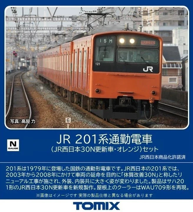 Tomix 98843 JR Series 201 Commuter Train (JR West 30N Renewal Car/Orange) 8 Cars Set (N Scale)