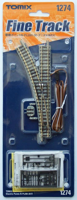  Tomix 1274 Electric Turnout N-PL280-30(F) Power-Routing (Selective) (N Scale)