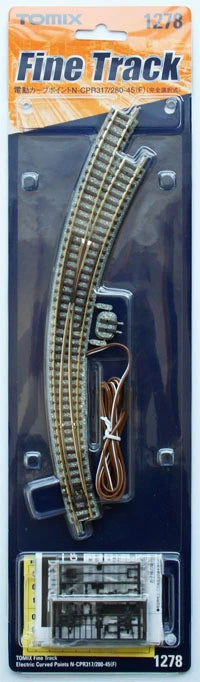  Tomix 1278 Electric Curved Turnout N-CPR317/280-45(F) Power-Routing (N Scale)