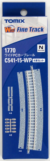  Tomix 1770 Wide PC 541mm Radius 15 Curve Track C541-15-WP(F) (4 Pieces) (N Scale)