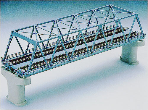  Tomix 3051 Double Track Truss Bridge Set (F) W/2 Concrete Piers (Blue) (N Scale)